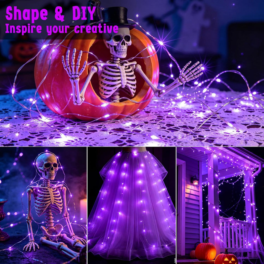 12 Pack Purple Fairy Lights Battery Operated, 10 ft 30 LEDs String Lights