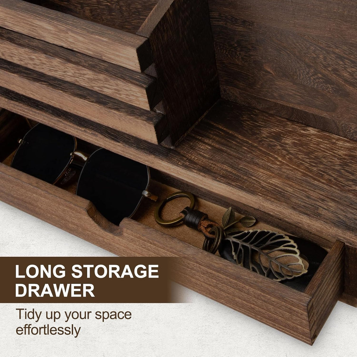 Key Holder Wall Mount, Mail Holder with Storage Drawer