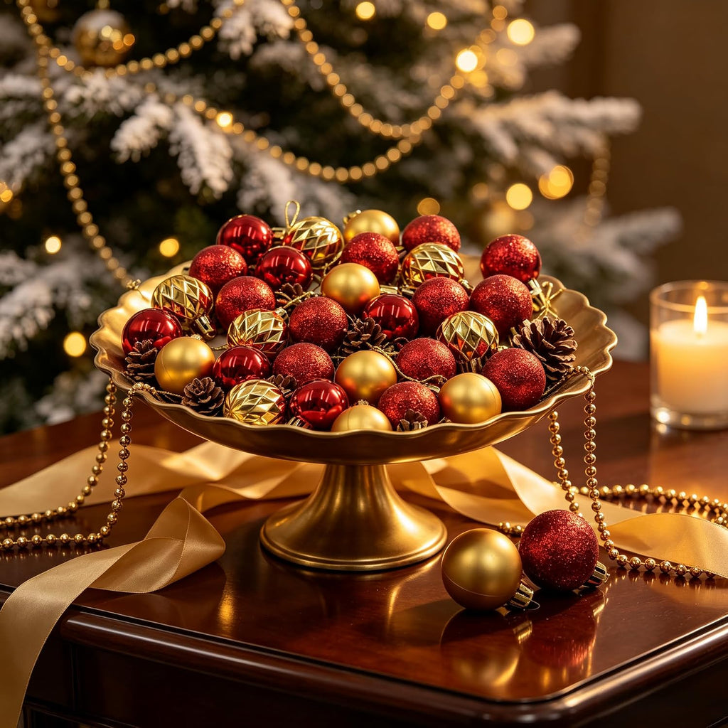 HipTree 30ct 1.18 Inch Red Gold Mini Ornaments, Xmas & Halloween Tree Decor