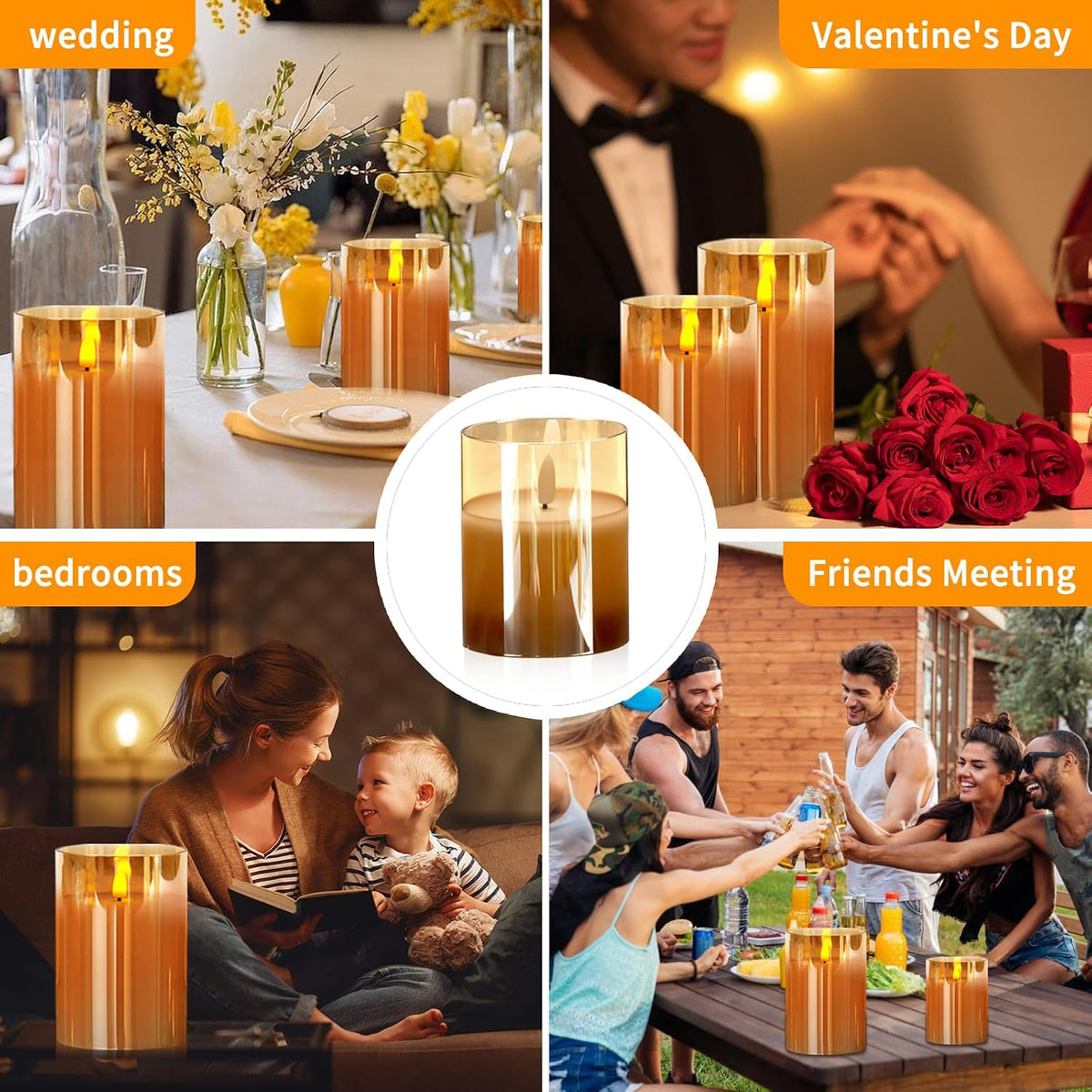 Flameless Glass Candles with Remote, Realistic Wax LED Pillar Candles JL-A3