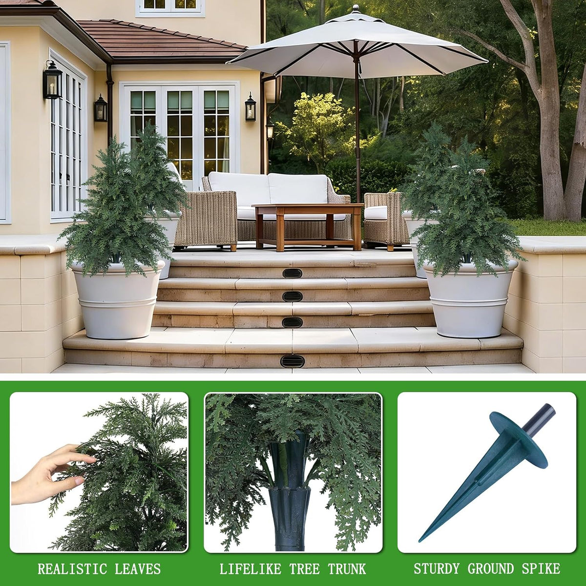 Yangrass Artificial Topiary Trees, Cypress Tree 24in