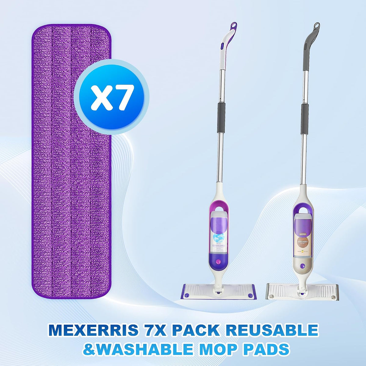 Washable Reusable Mop Pads for Swiffer PowerMop: Wet Mops Refills 7 Pack