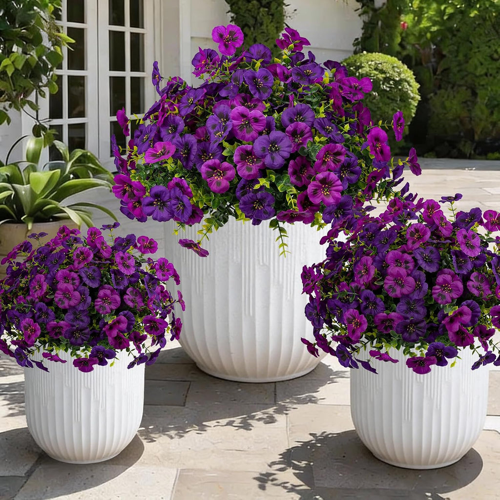Artificial Flowers for Outdoor Faux Pansies Fake Flowers Plants,12 Bundles