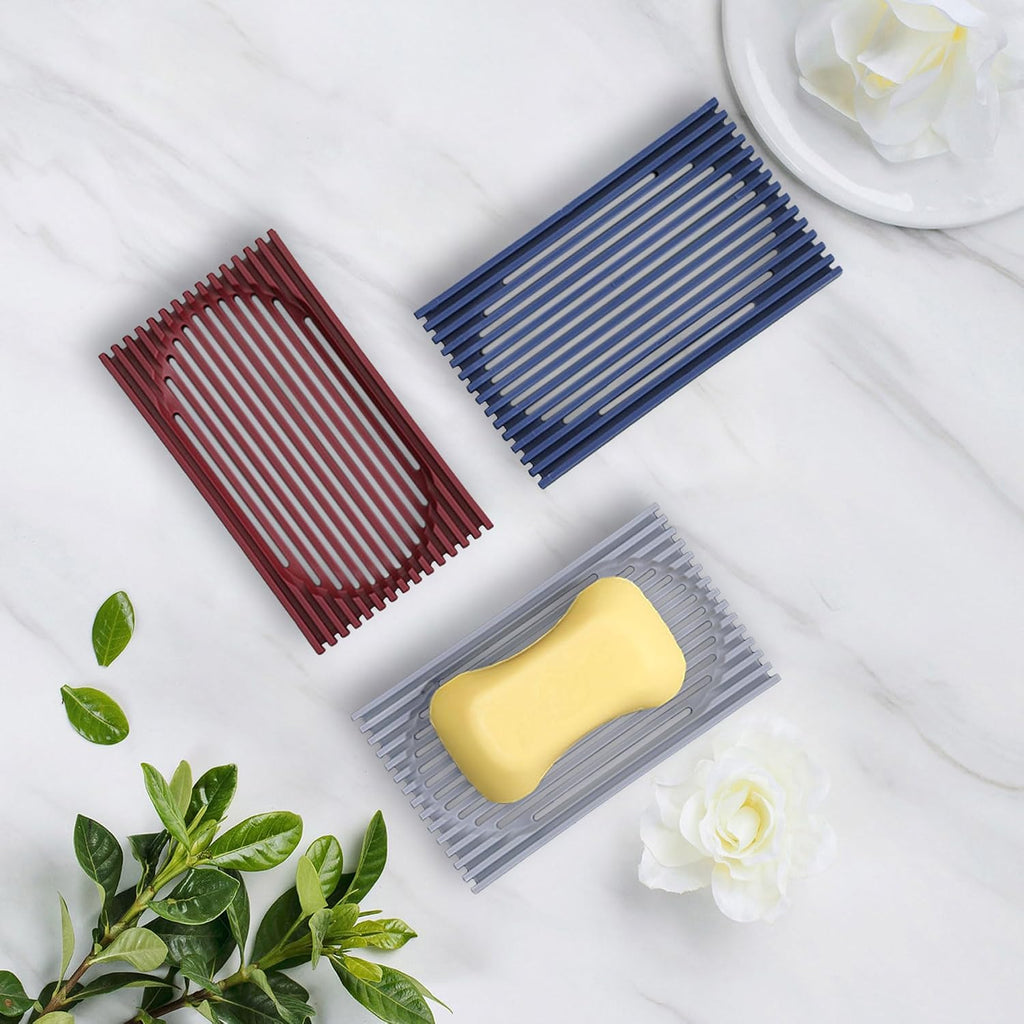 Aoheuo Modern Minimalist Soap Dish (1Pack),Drainage Silicone Soap Holder,5.5 Long by 3.15 Wide,0.55 inches high,Used for Kitchen,Bathroom,and Bar Sink