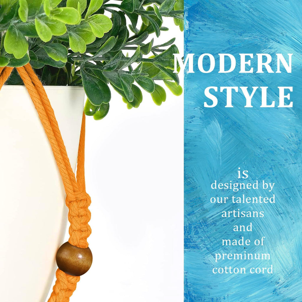 3 Pcs 35 Inch Macrame Plant Hanger Flower Pot Hanging Plant Holder No Tassels Decorative Hanging Planter Basket with Wood Beads for Indoor Outdoor Home Decor (Orchid Yellow)