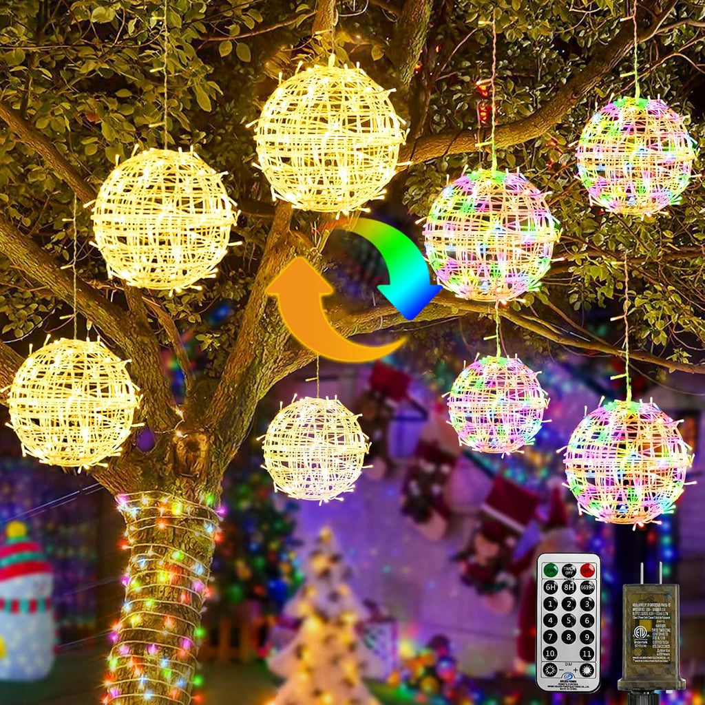 btfarm 8 Pack Outdoor Christmas Ball Lights 7.87 Color Changing Globe Light