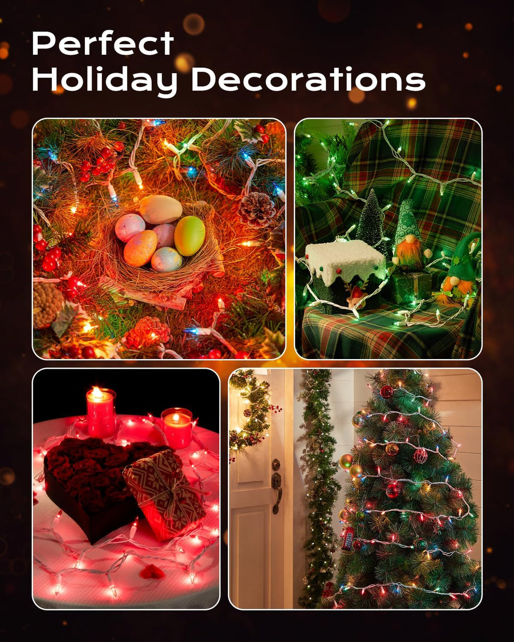 Brightown Clear Christmas String Lights, 200-Count 40ft Incandescent Bulb Mini Lights for Indoor Holiday Decor, Christmas Tree Garland Wedding Party Multi-Use Festival Decoration, White Wire