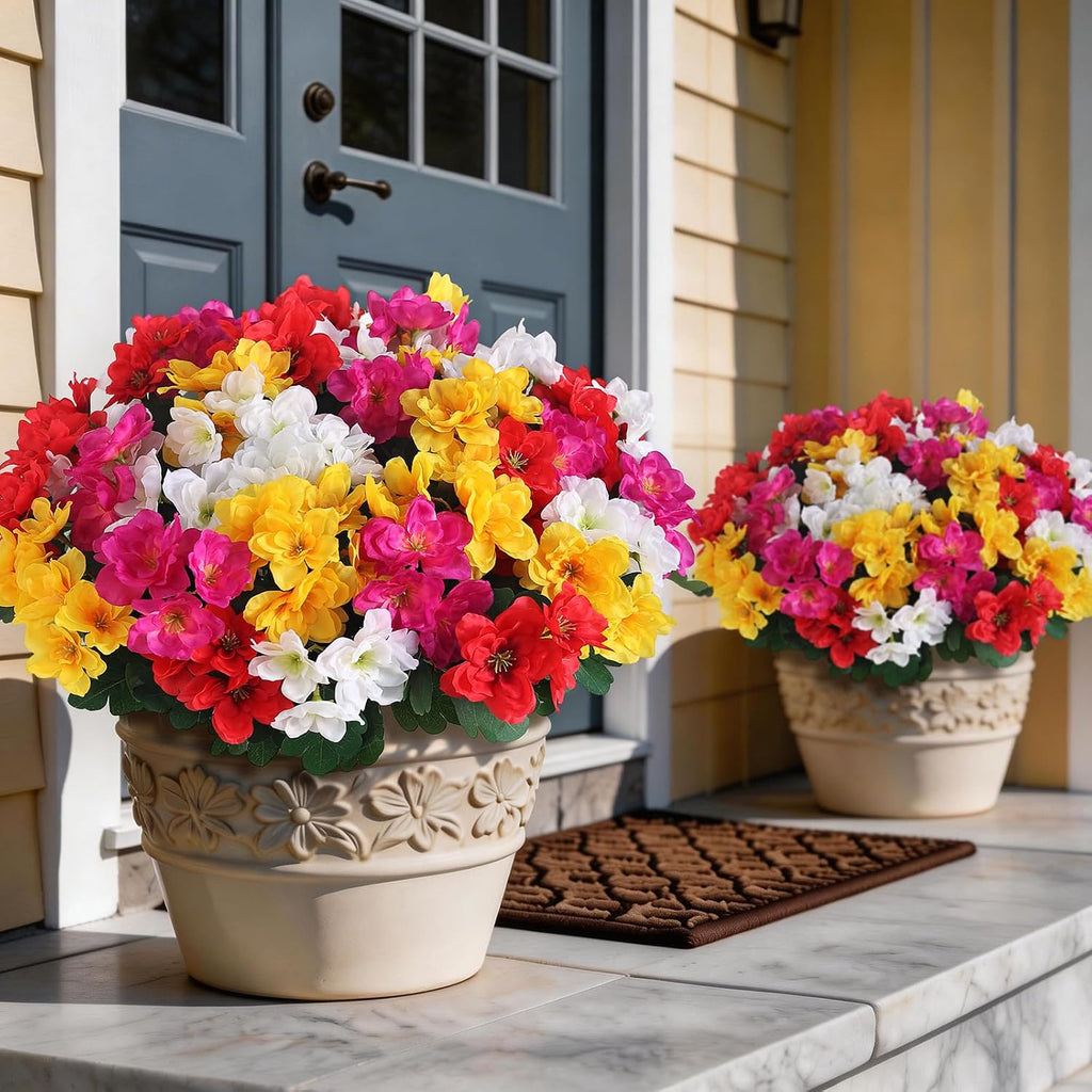16 Bundles 16" Artificial Azalea Flower Bouquet for Front Door(Mixed Color)