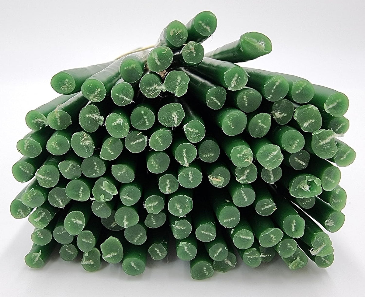 TALISMAN4U 50 Green Beeswax Taper Prayer Candles 11inch Holy Land Jerusalem