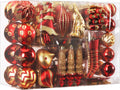 SHareconn 145pcs Christmas Balls Ornaments Set, Shatterproof Plastic Baubles Snowflakes, Stars and Tree Topper for Xmas Tree Holiday Wedding Party Decorations with Hanging Strings, Gold and Red