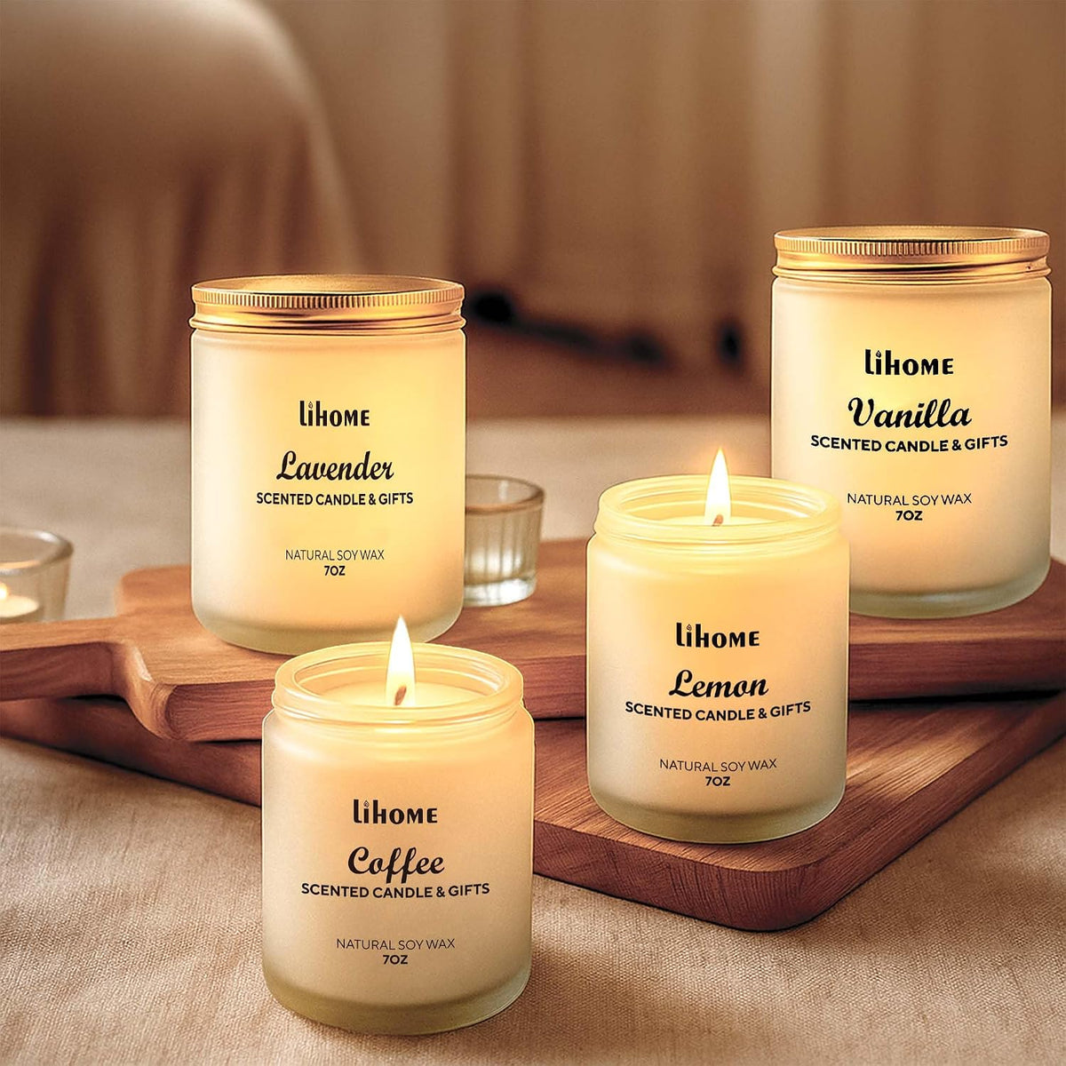 Lihome Candles Gifts for Women - Scented Candles, Natural Soy Wax Candles for Home Scented Perfect for Christmas, Birthday, Mother's Day, Coffee Candle