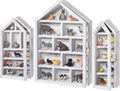 DoubleFill 3 Pcs Trinket Shelf Shadow Box, Antique White, House Shape