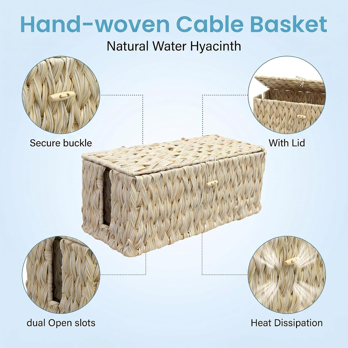 efluky 2 Pack Plastic Hand-Woven Cable Management Box