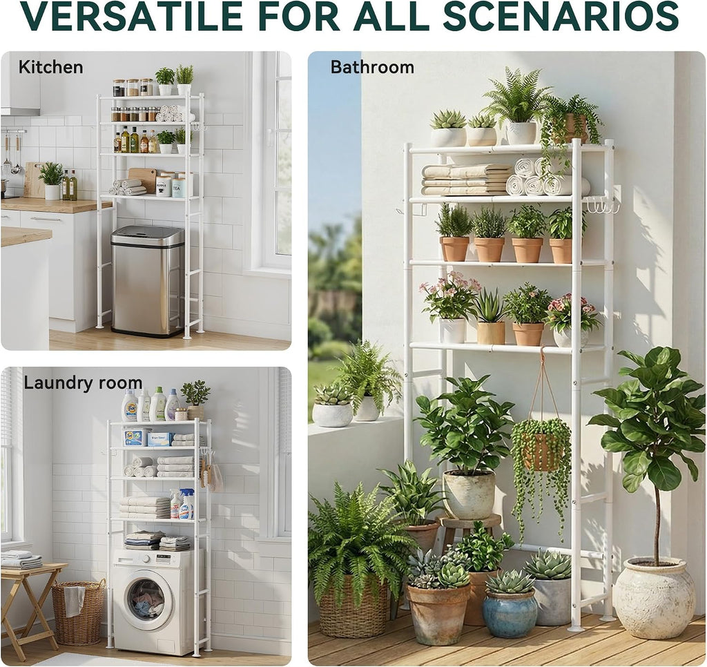 GloTika 4-Tier Over The Toilet Storage Shelves, White