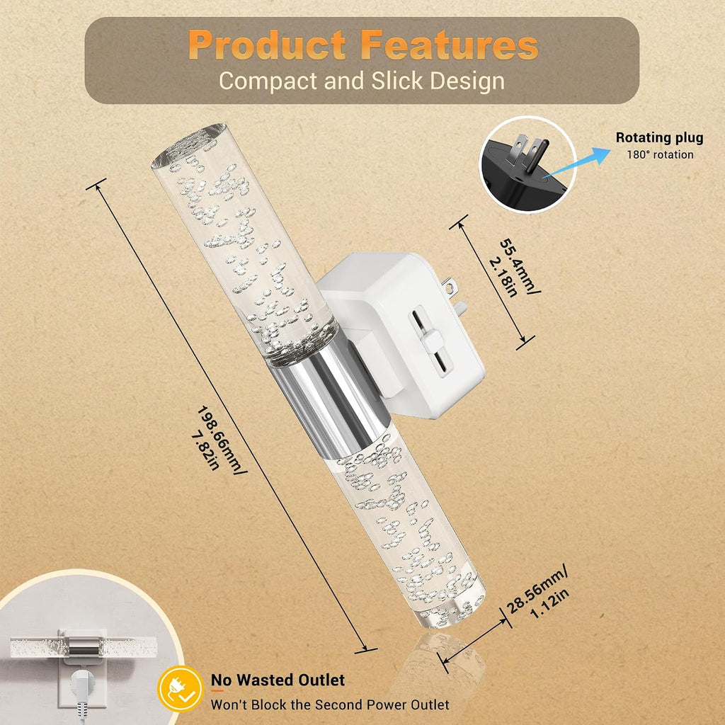 JandCase Night Lights Plug into Wall, 180° Rotating 2 Pack 3000K Soft Light