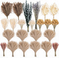 710Pcs Natural Dried Pampas Grass Dried Flowers 17'' Boho Pampas Bouquet