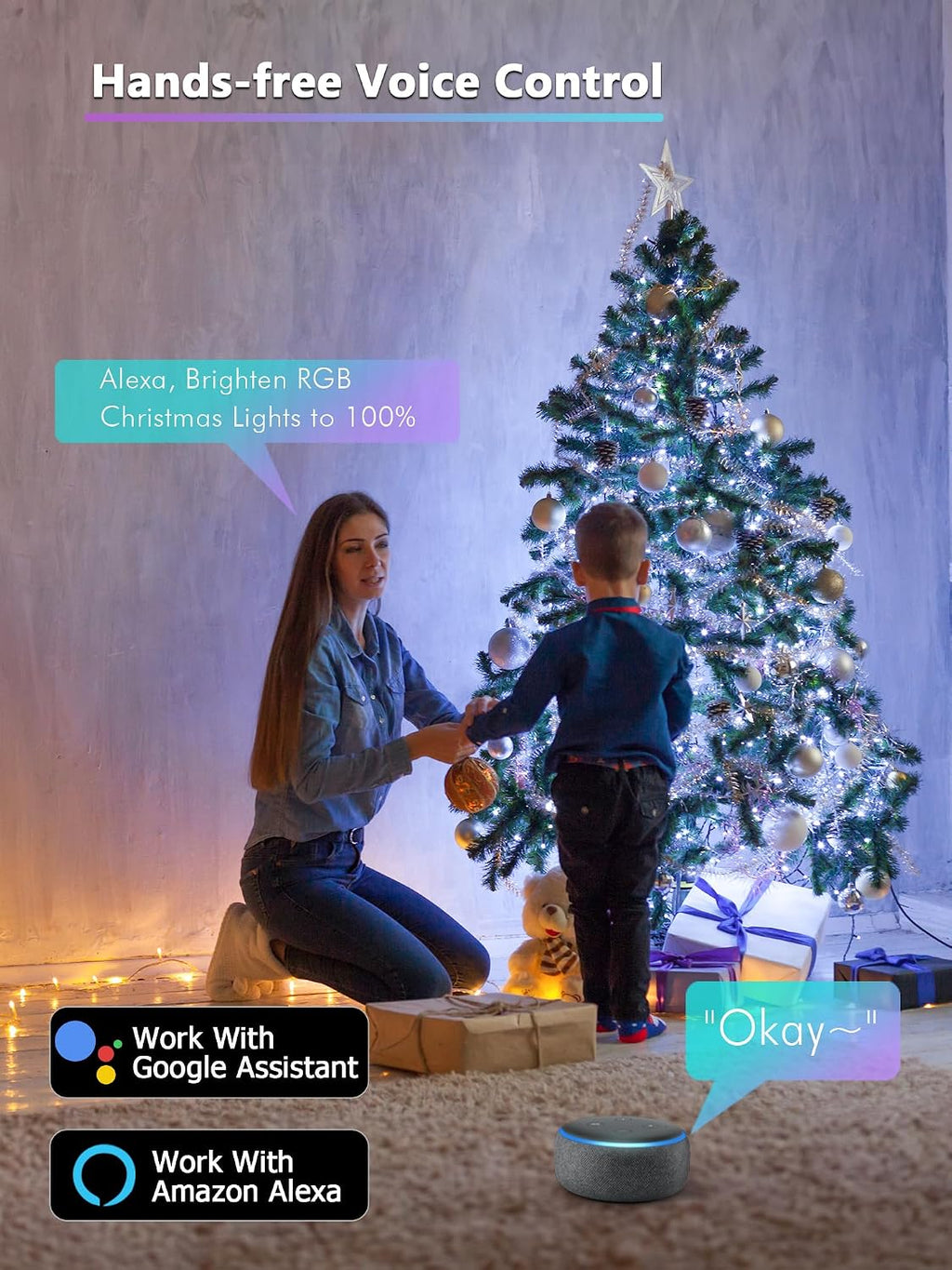 BrizLabs Smart Fairy Lights, 200 LED Color Changing Christmas String Lights