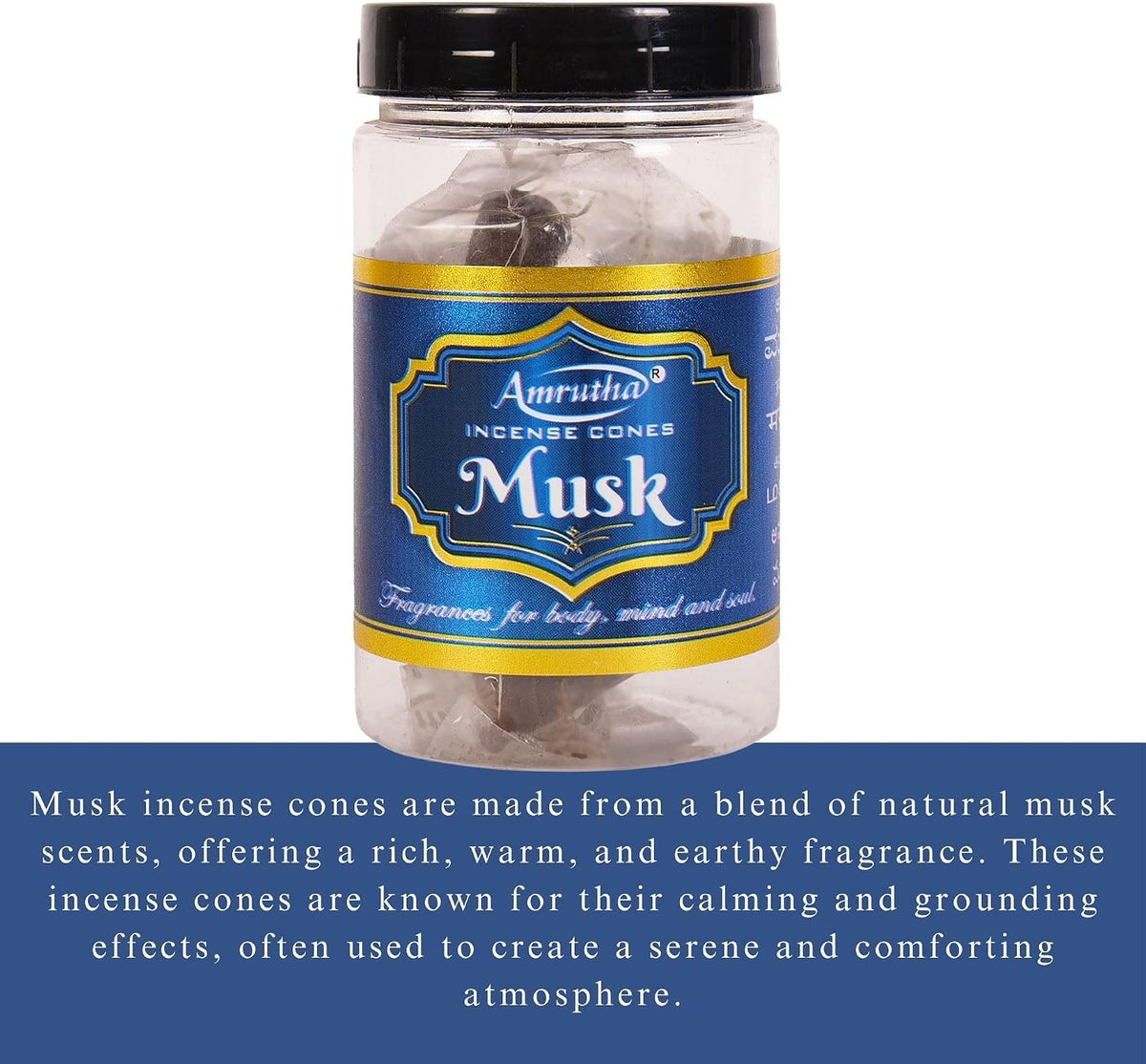 Natural Musk Incense Cones Scent, 22 Pieces, 80 Grams Pack, Chemical Free Musk Incense Sticks Cones Fragrance, Long Lasting by Hashcart