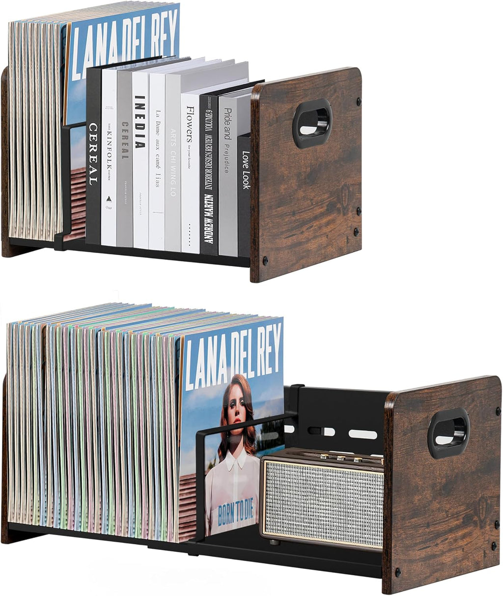 Expandable Vinyl Record Storage Rack, Holds 60-120 LPs, Magazine Rack