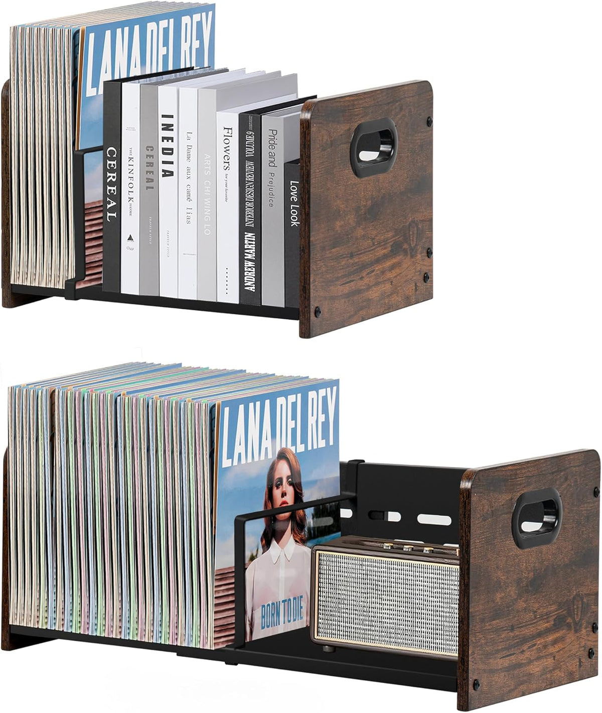 Expandable Vinyl Record Storage Rack, Holds 60-120 LPs, Magazine Rack
