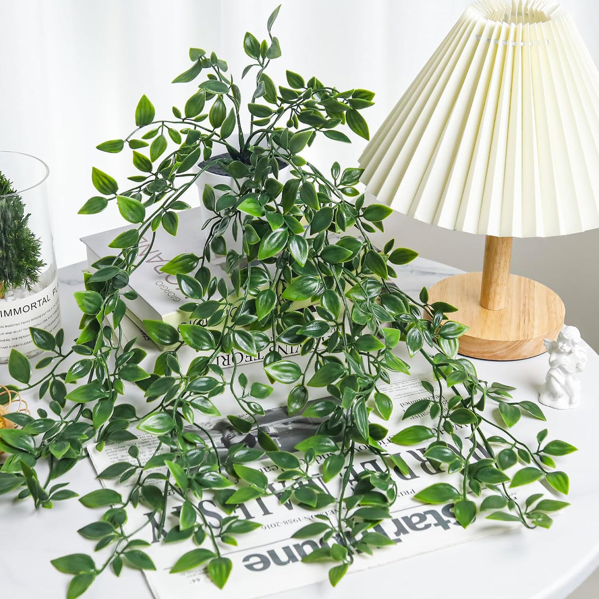 Der Rose 4Pcs Artificial Hanging Plants Fake Vines for Wall Shelf Decor