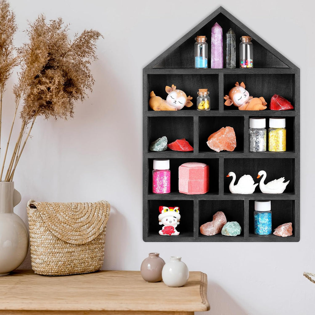 Threehoney Wooden Shadow Cubby Box, Black, 10x15x2.24'', Classic
