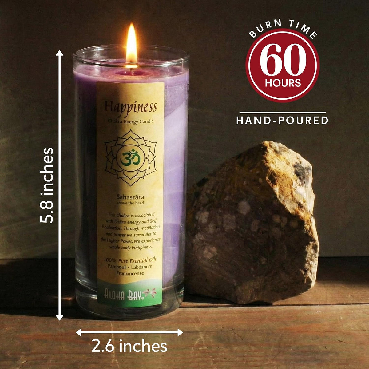 Chakra Jar Candle | Happiness | Patchouli Cedar Lavandin | 11 oz-60 hr