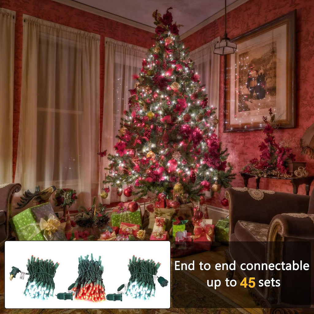 Brizled 5MM Wide Angle Christmas Lights Red & White, 100 LED Connectable