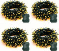 Dazzle Bright 4 Pack Battery Operated Outdoor String Lights, 50 LED 16 FT Warm White Christmas Lights Green Wire with 8 Modes Timer, Outdoor Battery Xmas Wreath Light for Christmas Holiday Decoration