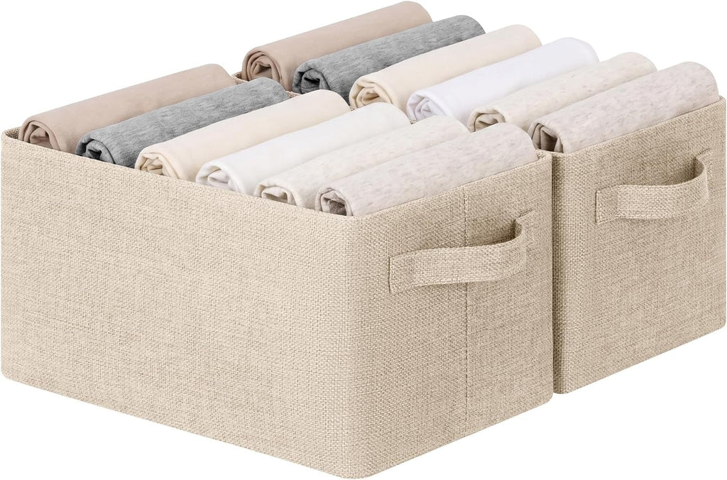 GRANNY SAYS Fabric Storage Bin for Closet, Khaki, 2-Pack, 13"x8.5"x7"