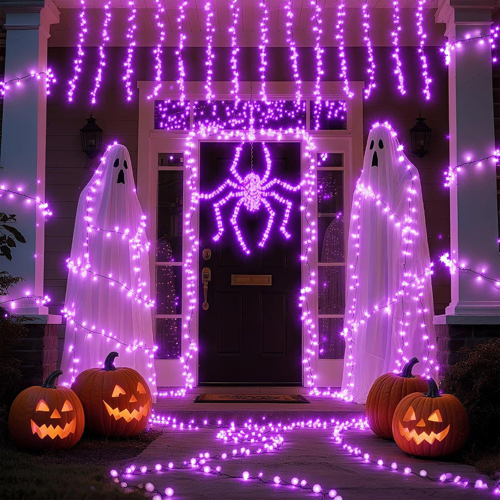 Halloween Purple Fairy Lights Battery Operate,7.2ft 20 LEDs String Lights Silver Copper Wire for Hallowen Christmas DIY Decoration Wedding Party (6 Pack)