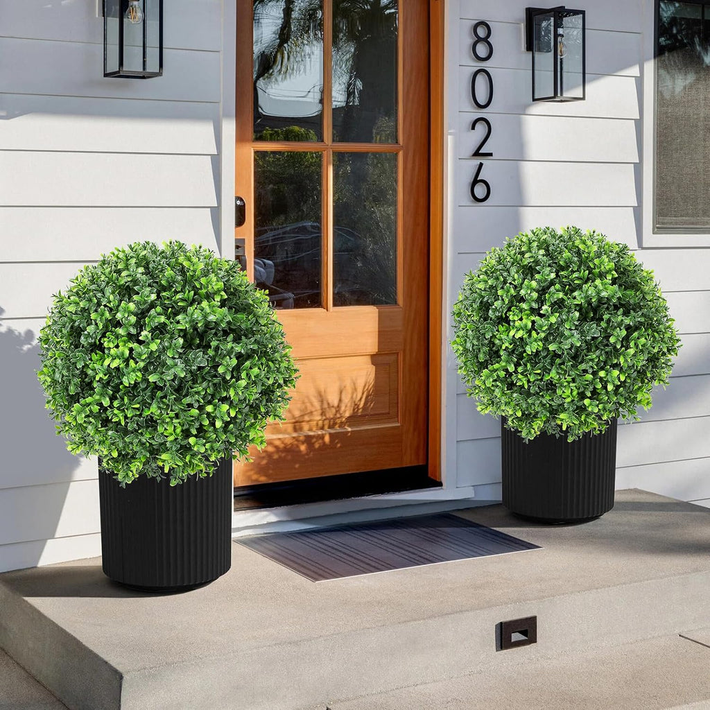 Set of 2 Artificial Boxwood Topiary Ball Tree,24" with Ground Spike