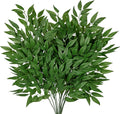 DILATATA Faux Eucalyptus Stems Italian Ruscus Willow Eucalyptus Leaves 30” Long Fake Salix Leaves 6 Pack Silk Greenery Stems for DIY Bouquet Arrangements -Artificial Eucalyptus Stems-Green