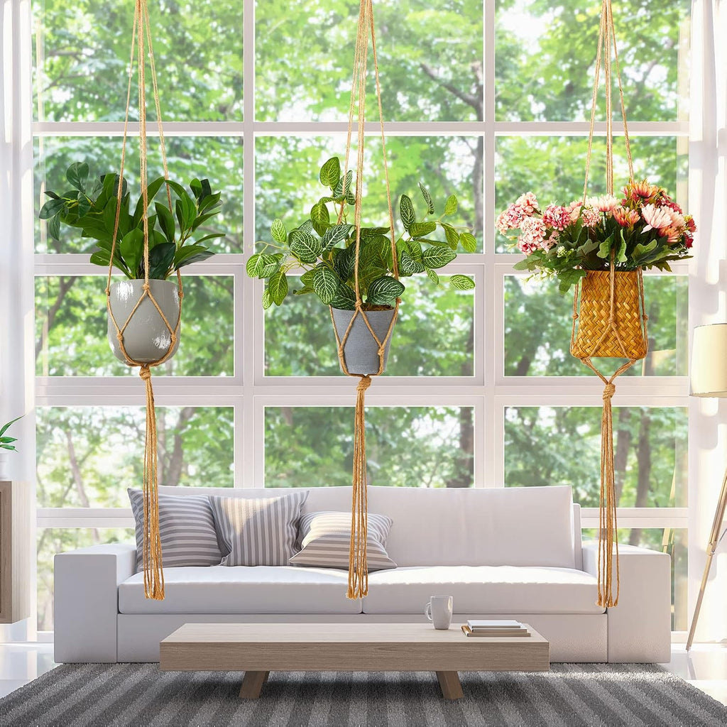 Newwiee 20 Pcs 48 Inches Macrame Plant Hangers Jute Rope Plant Holder Plant Hanger Indoor Rope Plant Hanger for Home Indoor Outdoor Garden Planter Flower Pot Holder Basket