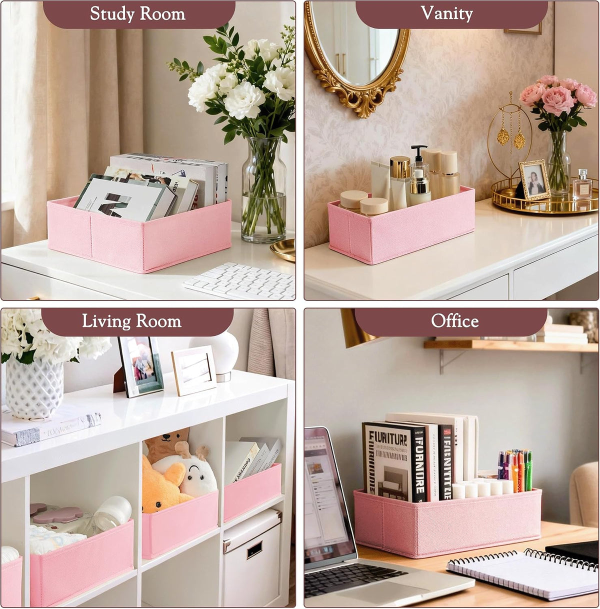 Criusia Drawer Organizer 18-Piece Set, Dresser Organizer for Baby Clothes, Foldable Closet Storage & Drawer Dividers for Underwear, Socks, Nursery (Pink)