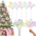 5pcs Set Macaron Color Christmas Decorations Picks, Pastel Woolen Candy Cane Christmas Tree Curly Picks, Christmas Tree Topper Decorations Home Vase Holiday Party Ornaments