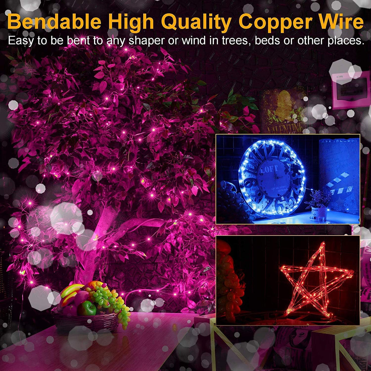 VOOKRY 8 Pack 30 LED Fairy Lights Battery Operated-10 ft Mini Copper Wire String Lights Firefly Starry Moon Lights for DIY Crafts Wedding Party Table Centerpieces Bedroom Costume Christmas(Multicolor)