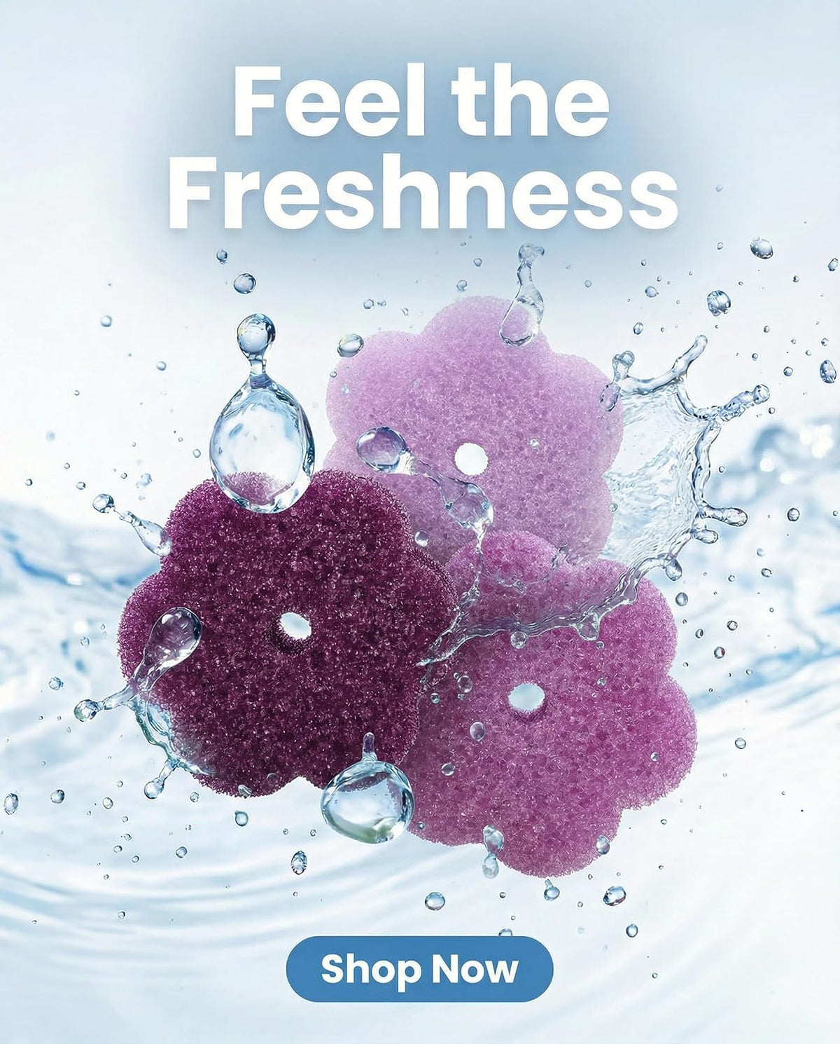 Scrub Flower Sponges, Temperature Sensitive, Non-Scratch, 3 Count