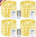 4 Pack Fairy Lights Battery Operated Twinkle Lights Remote Warm White