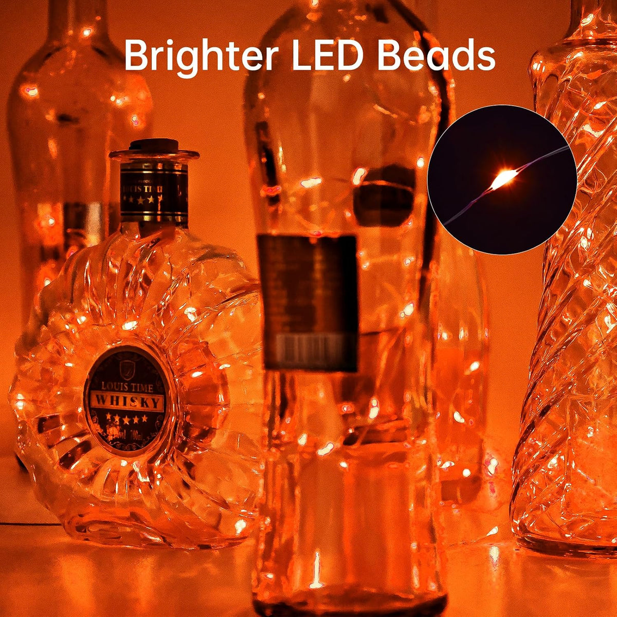 Aluan Orange Halloween Lights Wine Bottle Lights with Cork Fall Table Decor