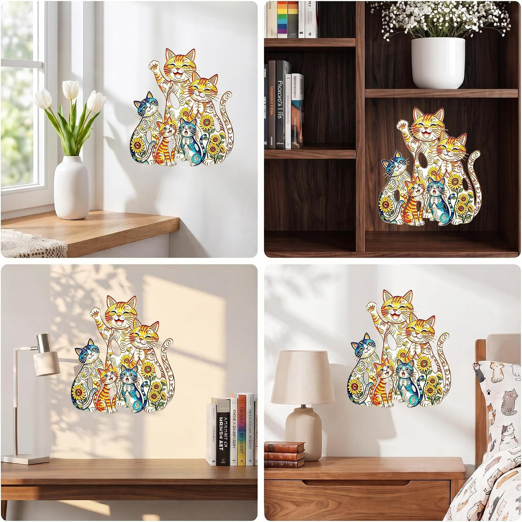UAPRPG Cat Metal Wall Art,Retro Sunflower Sculpture Abstract Hanging Decor