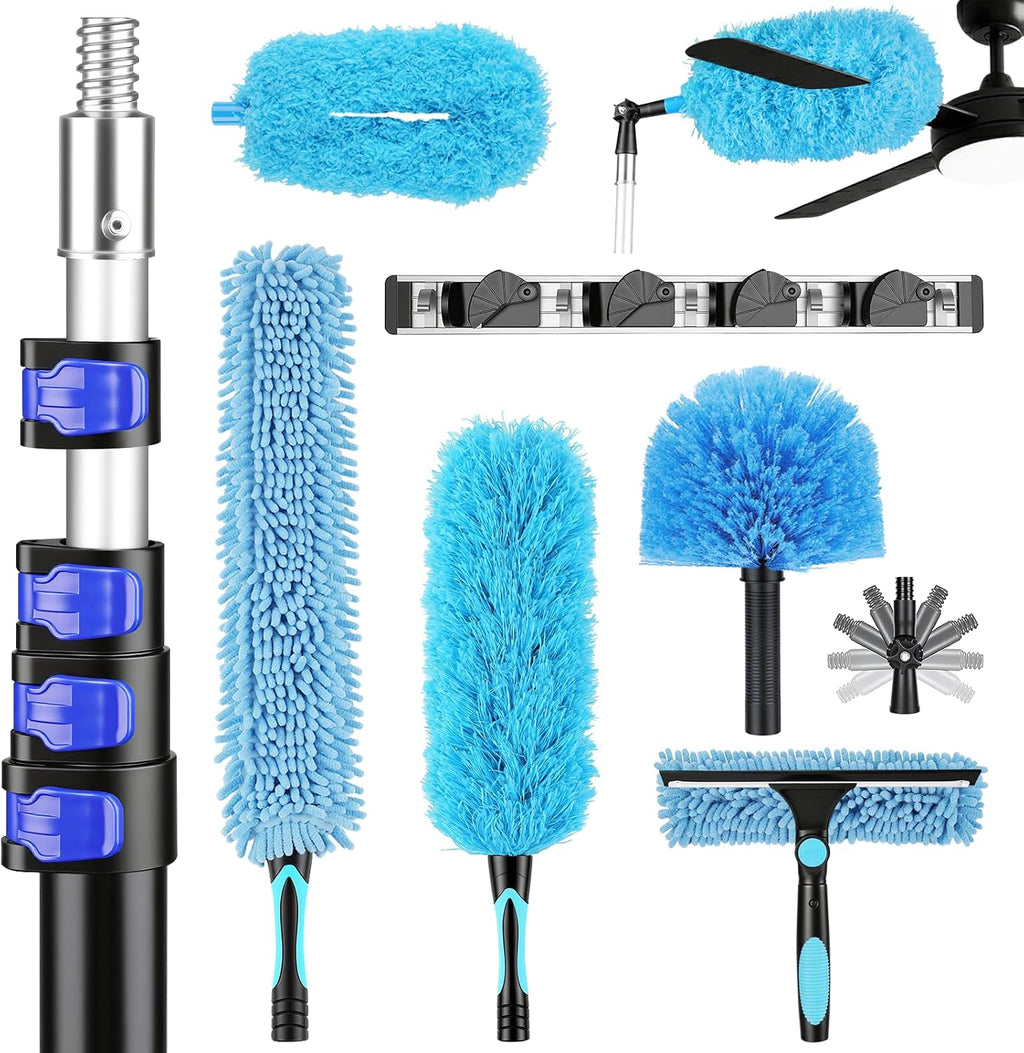 25ft High Reach Extendable Duster Kit with 4.5-18ft Extension Pole