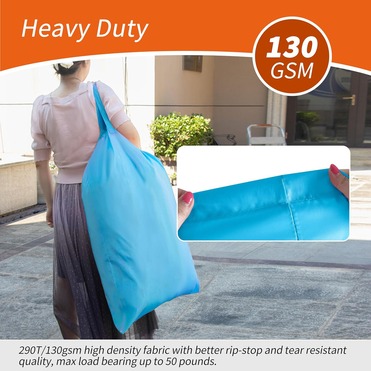 Polecasa Extra Heavy-Duty Laundry Bag with Handles, Gulf Blue, 28x36"