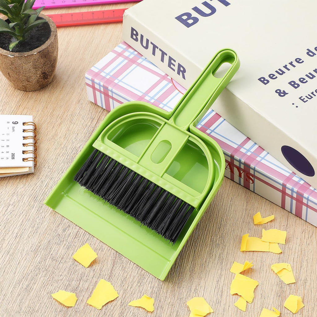 6Pcs Mini Broom and Dustpan, Small Dust Pan and Brush Set, Green