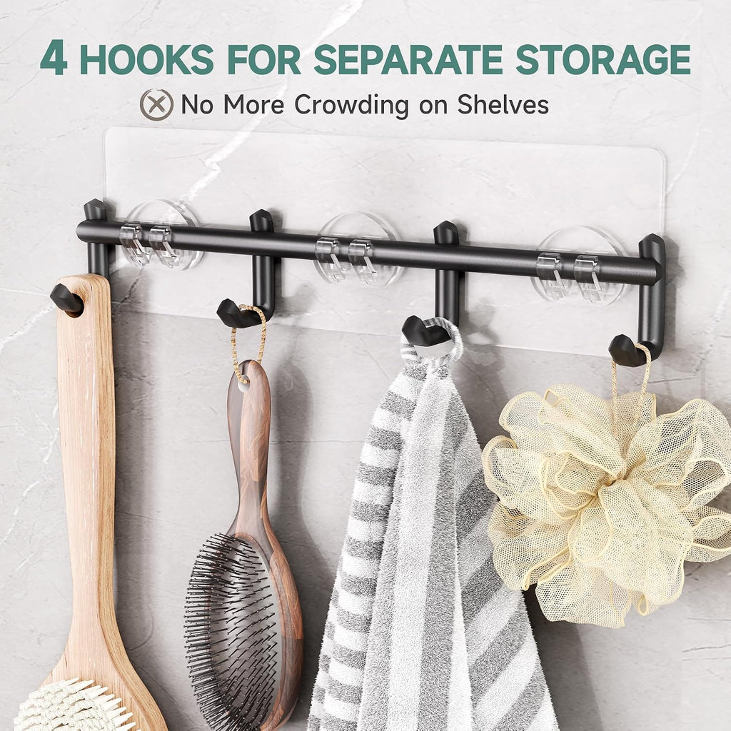 Veken Shower Caddy 6-Pack with Hooks, Bathroom Organizers & Storage, Black