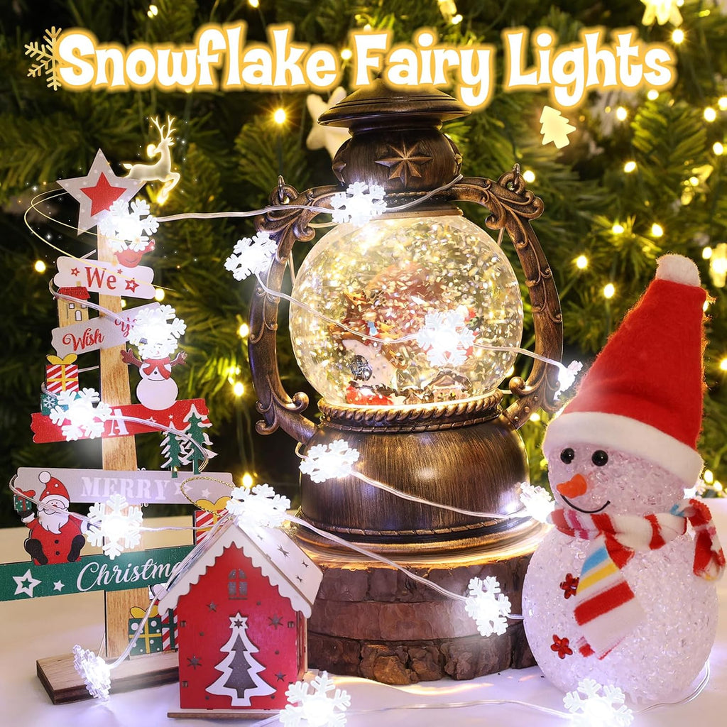 cshare Christmas String Lights, Christmas Tree Santa Claus Snowflake Lights with Timer Twinkling Indoor Battery Operated 9.8ft 30LED Christmas Decorations for Home Decor Indoor Party Holiday 3 Packs