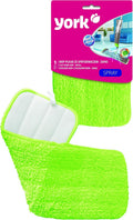 York Flat Spray Mop Reusable Microfiber Drying, Down Washing Function Pad Refill For Dry Or Wet Easy-To-Attach, Machine Washable Floor Cleaning In Size 42.5 14.5 Cm Pack Of 1 Green