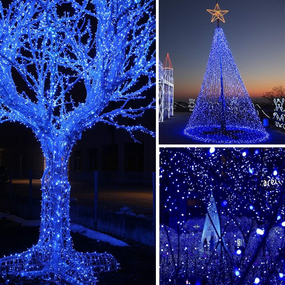 66Ft 200LED Blue Christmas Tree Lights String Light Indoor