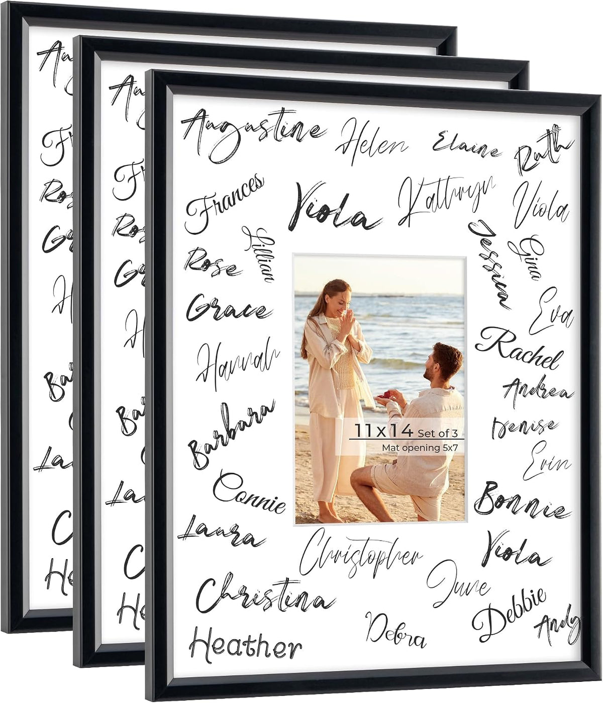 Axeman 11x14 Signature Picture Frame, 5x7 White Mat for Garduation, Black