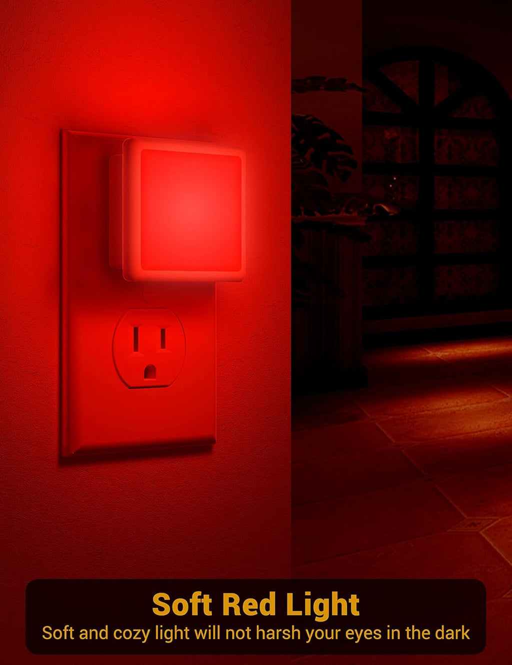 JandCase Red Night Light, Red NightLight[2 Pack],0.3W LED Night Light
